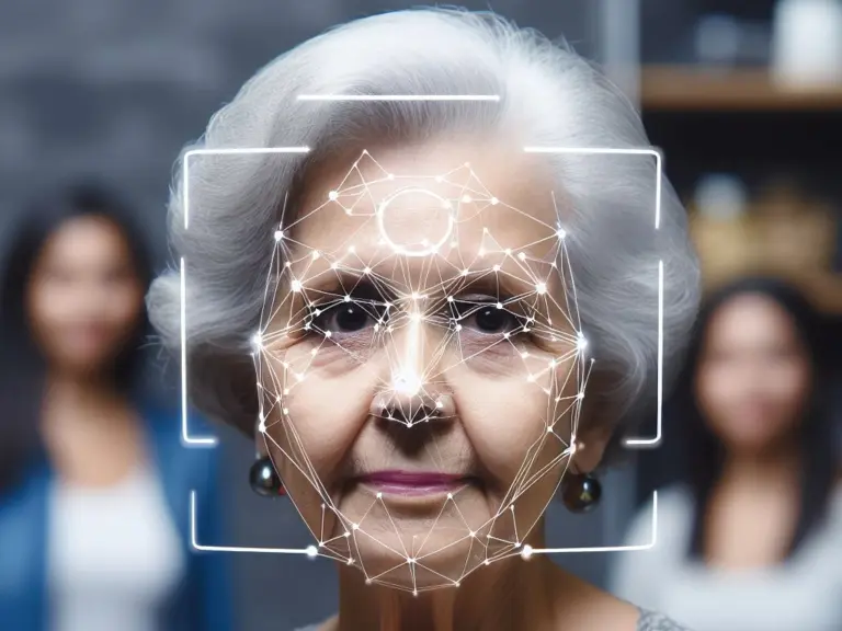 KI-erstelltes Bild einer älteren Frau, deren Gesichtszüge berechnet werden
