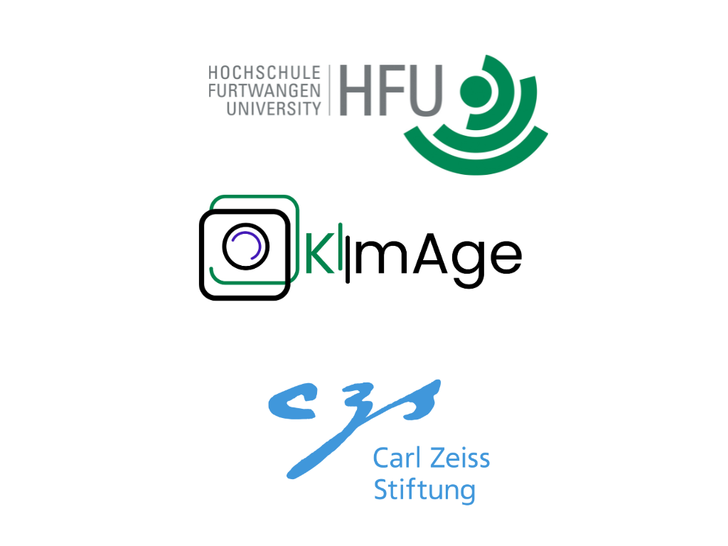 Logo der Hochschule Fortwangen University, des Projekts KImAge und der Carl Zeiss Stiftung