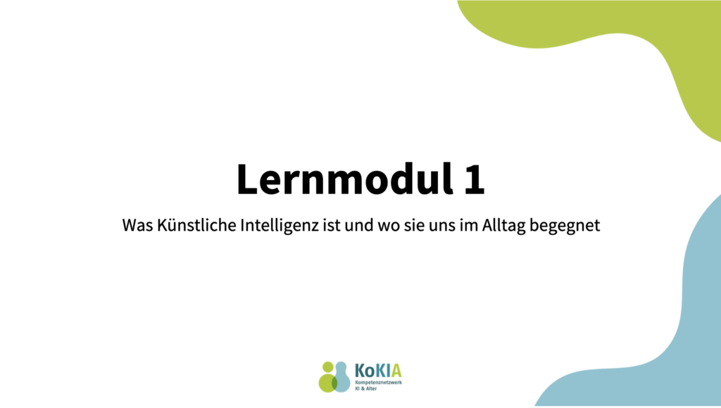 Erste Folie des Selbstlernangebots des Kompetenznetzwerks KI und Alter.